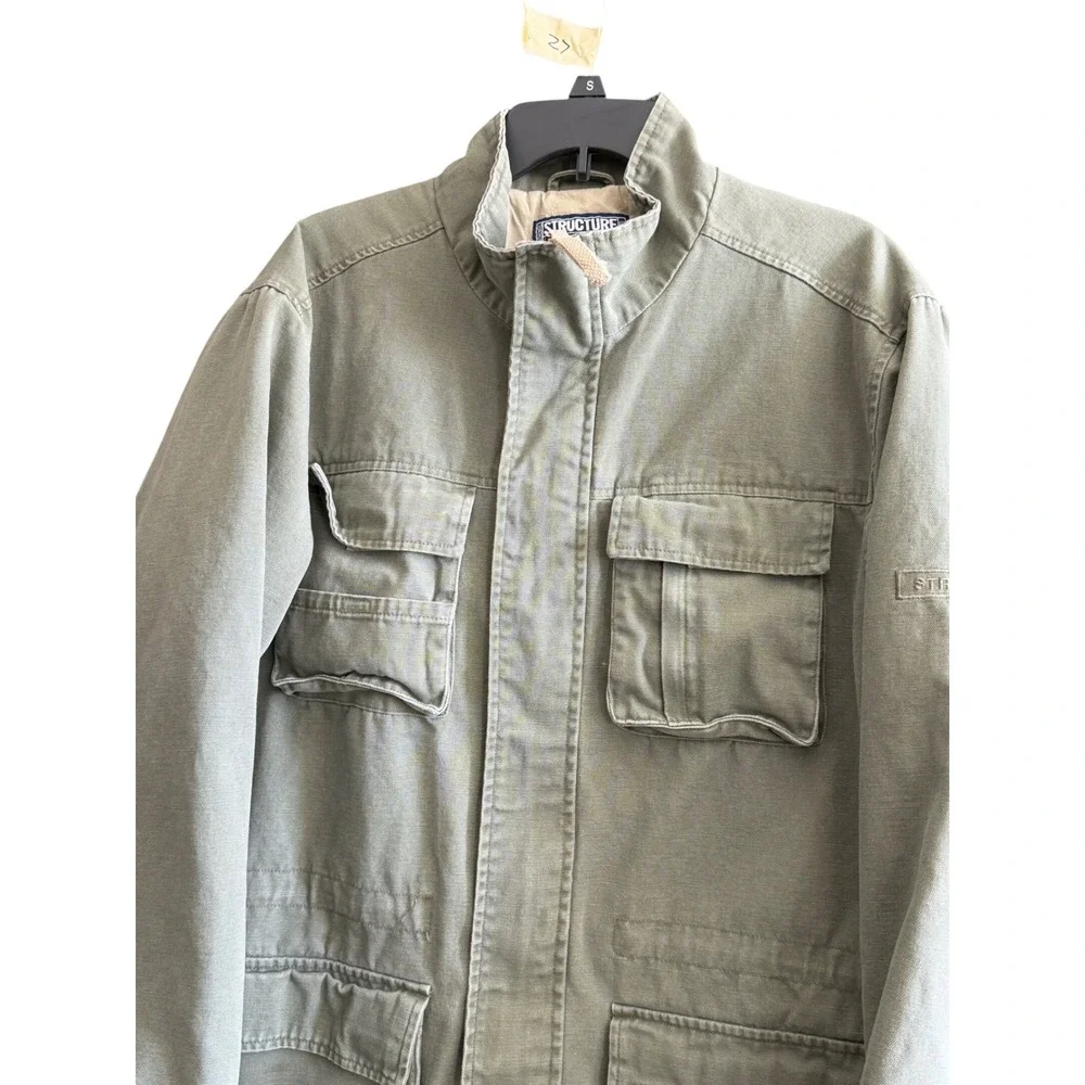 Vintage Structure Olive Green Utility Field Jacket Military Workwear Coat Mens M
